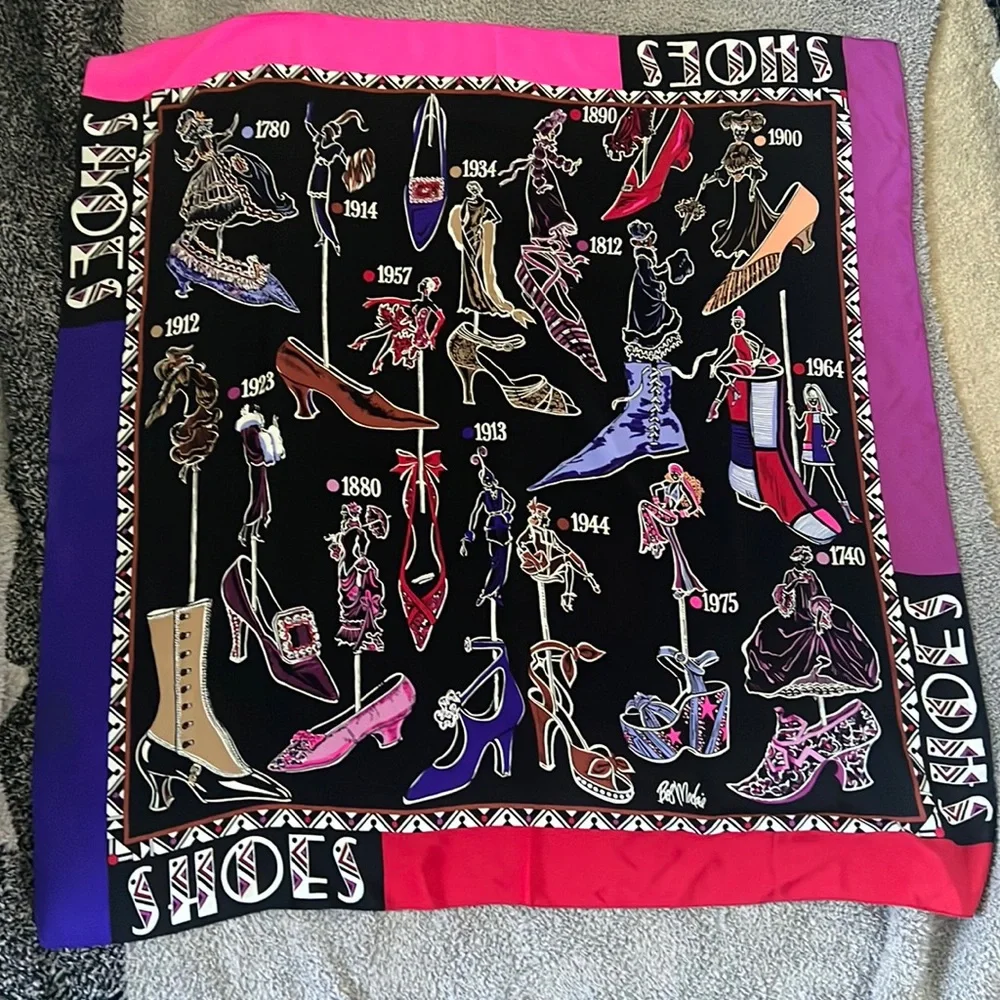 Bob Mackie silk shoes print scarf